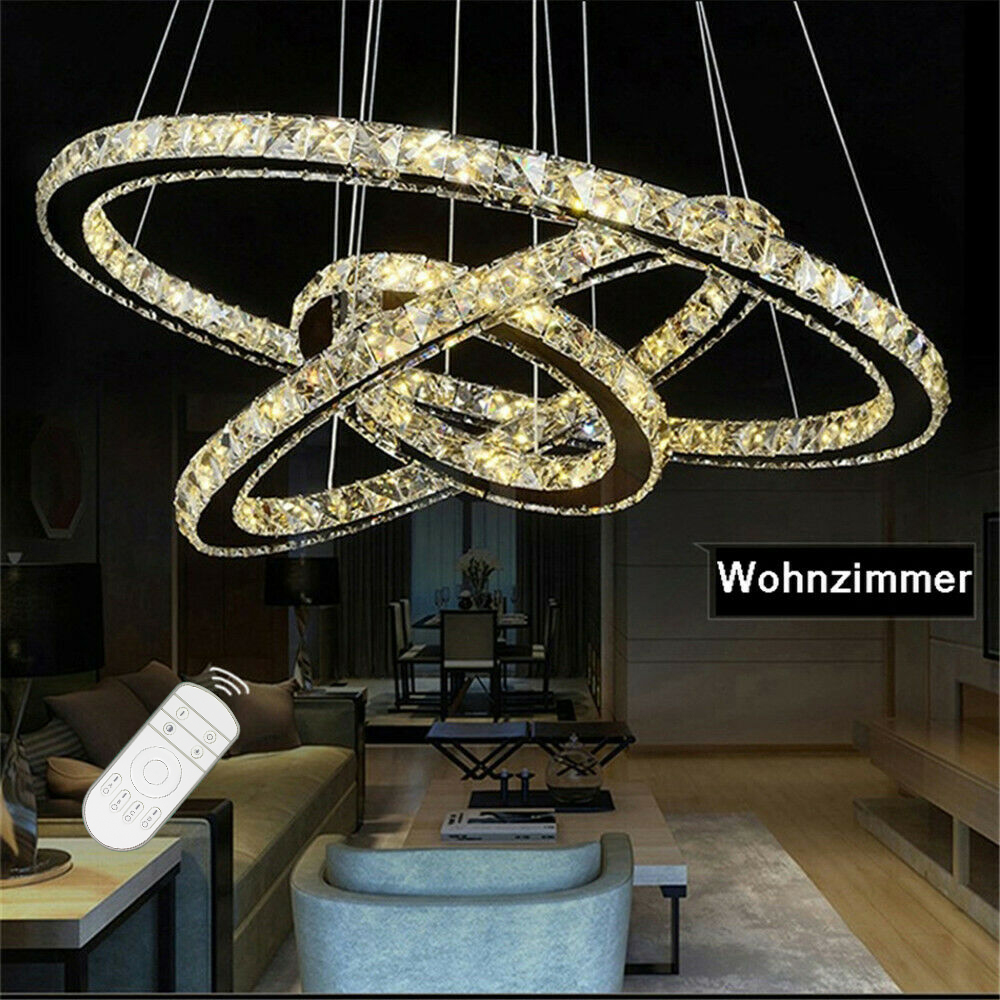 Lebensdauer bis zu 50.000 Stunden LED Moderne Kristall Kronleuchter Edelstahl Pendelleuchte Deckenleuchte Schlafzimmer L/üster Kristall LED Kronleuchter