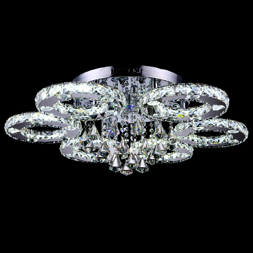 LED Kristall Deckenlampe 88W Kaltweiß Kronleuchter Büro Leuchte