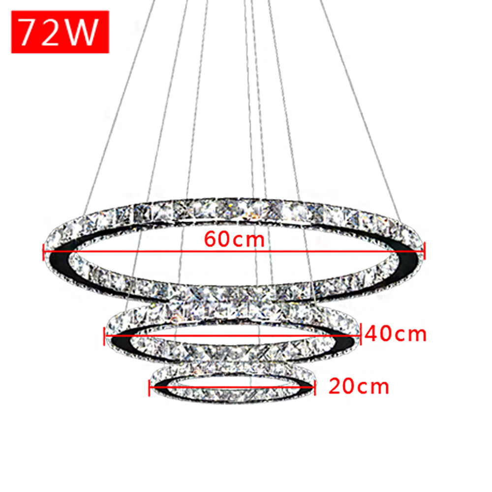 HONGLONG 72W LED Dimmbar Kristall Design H/ängelampe DREI Ringe Deckenlampe Pendelleuchte Kreative Kronleuchter L/üster 72W Dimmbar Energieklasse A++