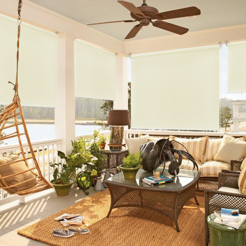 Sonnenschutzrollo Balkonrollo Beige Außenrollo Wasserdicht Thermo Rollo