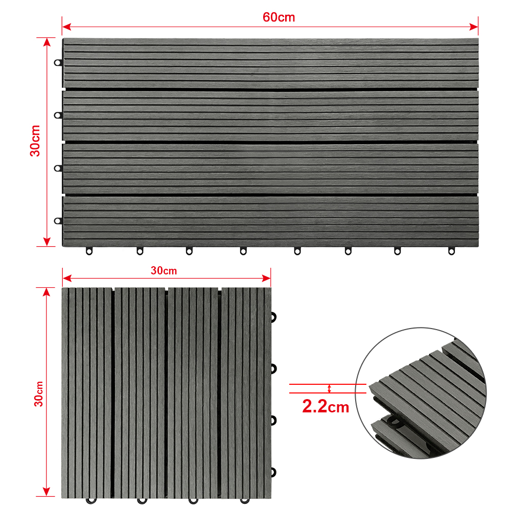 DIY WPC Fliesen Veranda Bodenfliese Klickfliese Terrassenfliesen