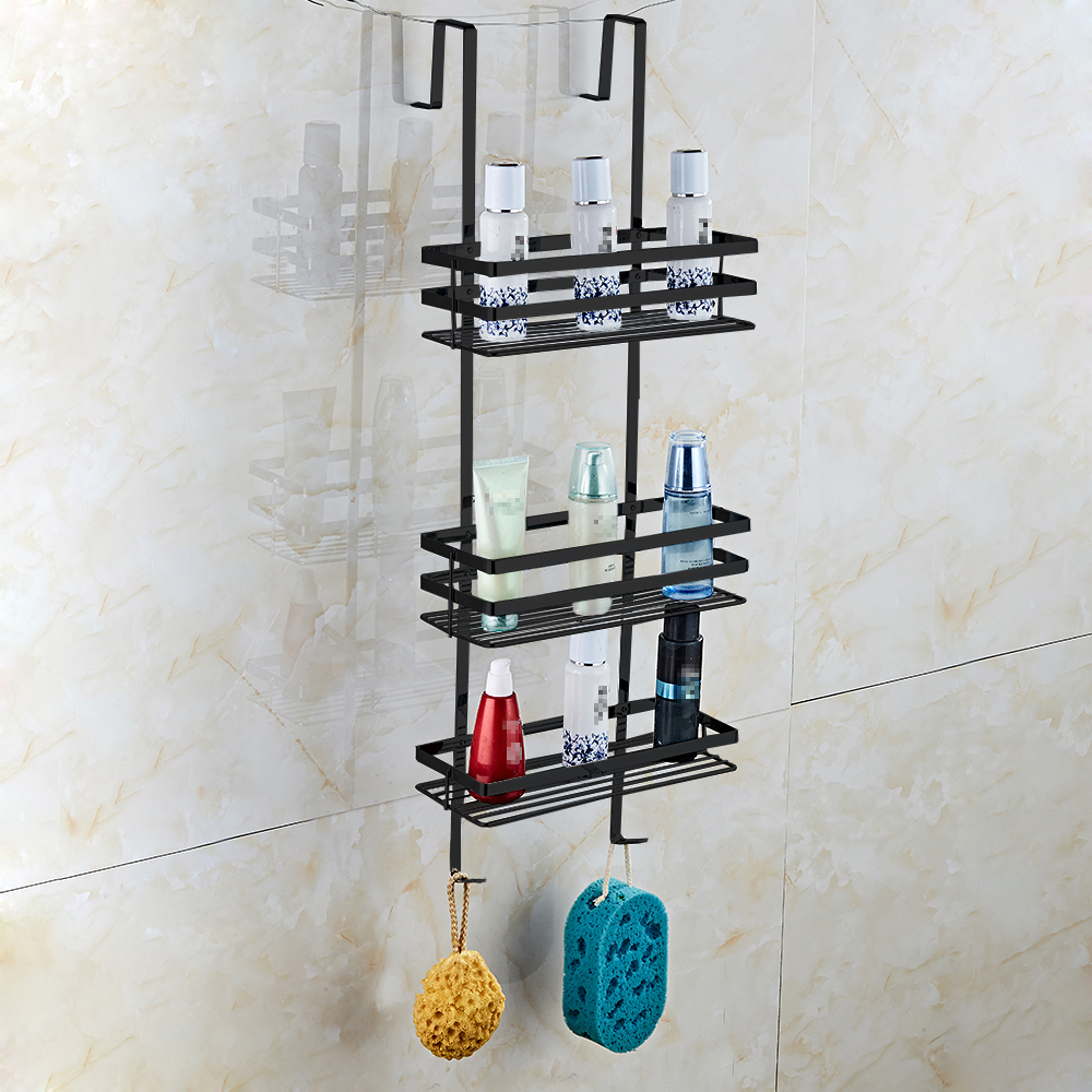 Schwarz Duschablage Badregal Duschkorb zum Hängen 3 Böden Regal