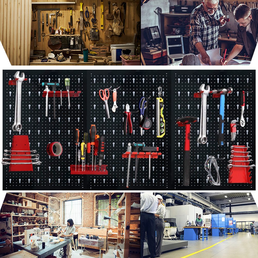 3 Werkzeugwand Lochwand Werkstattwand Werkstatt mit 17 tlg Haken set
