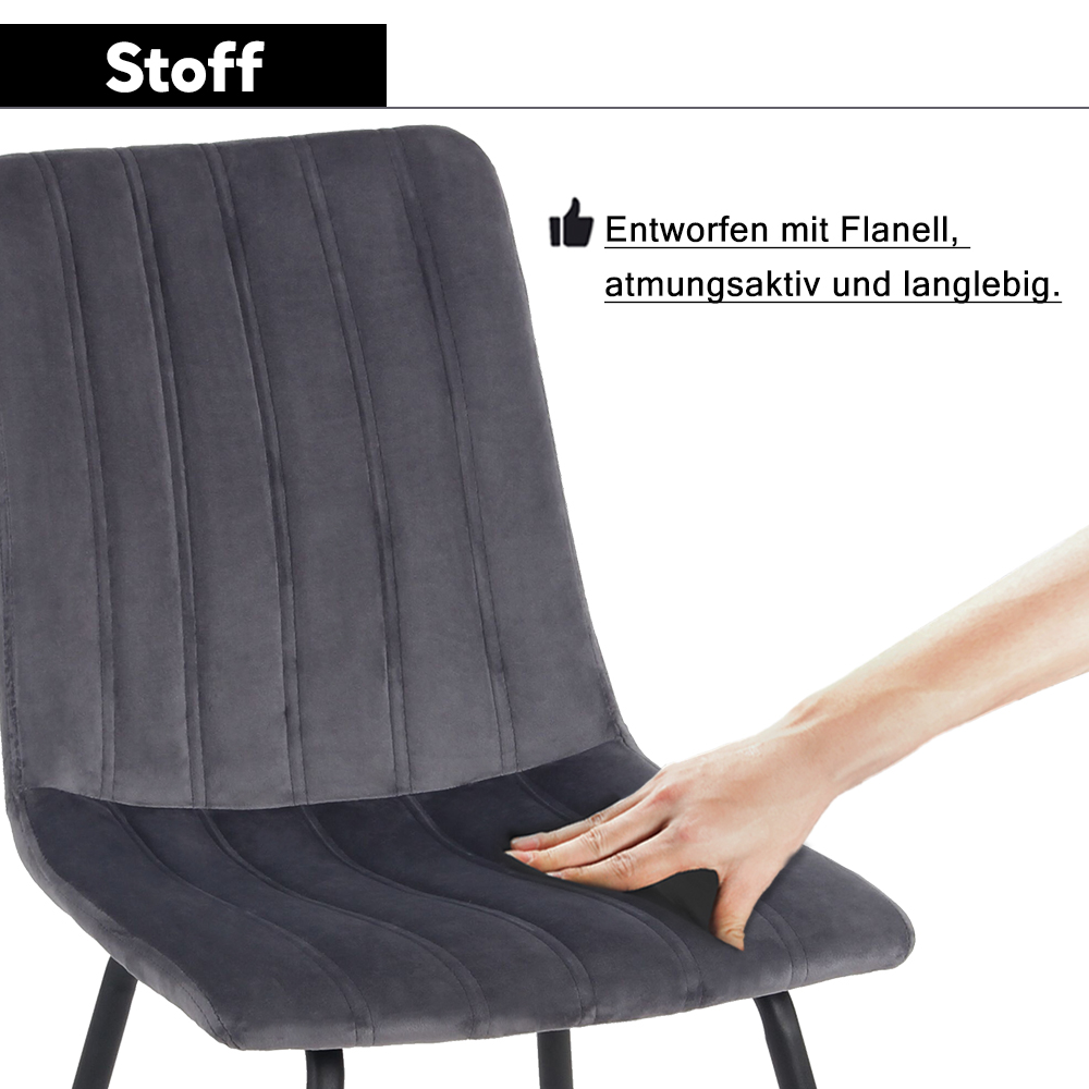 2pcs Wohnzimmerstuhl Esszimmerstuhl Dunkelgrau Wohnzimmer Stuhl Samt