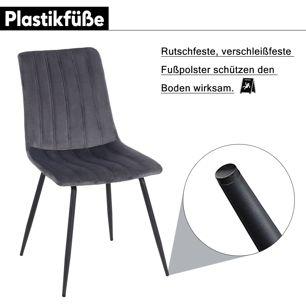 2pcs Wohnzimmerstuhl Esszimmerstuhl Dunkelgrau Wohnzimmer Stuhl Samt