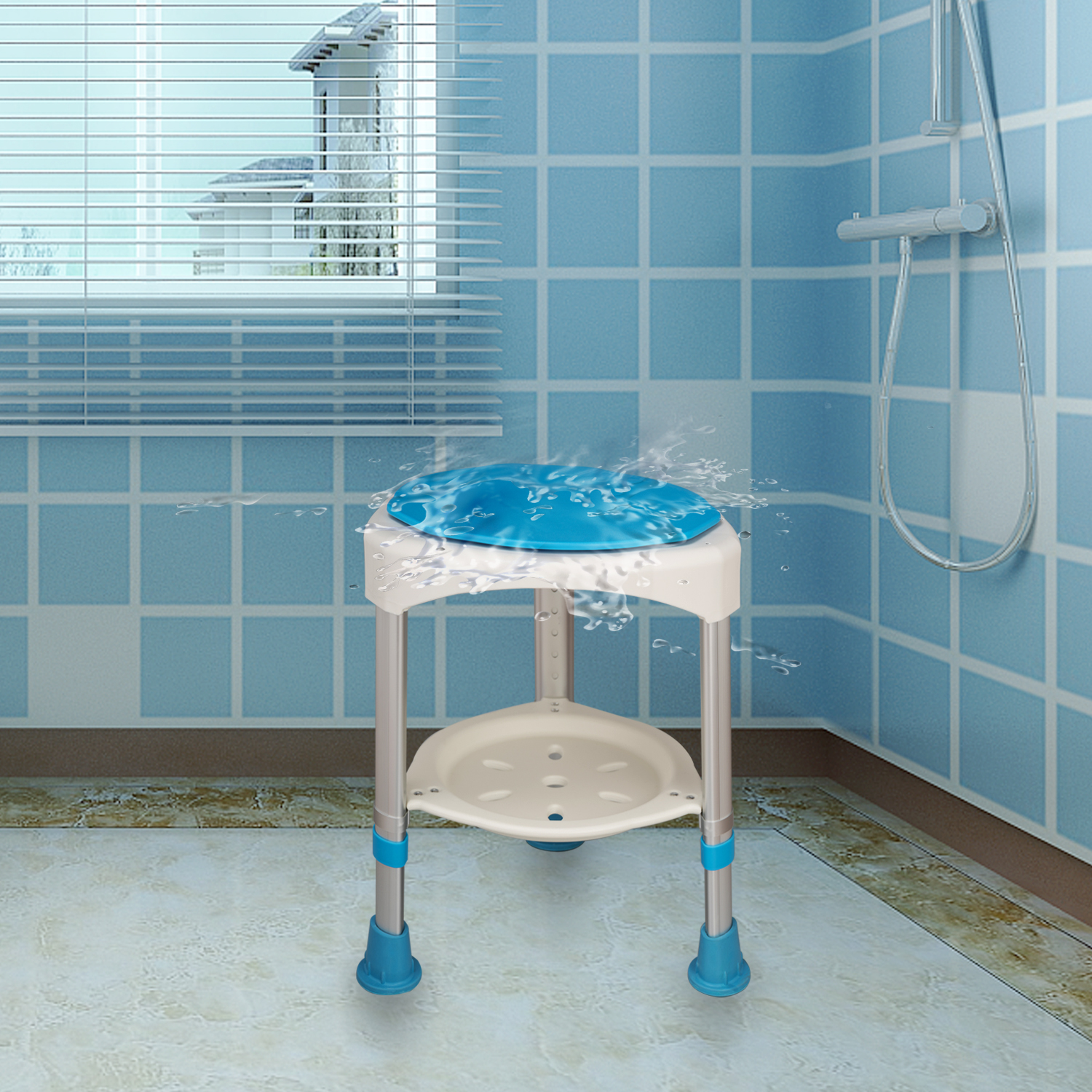 Duschhilfe Duschstuhl Badhocker Duschsitz Stützgestell Höhenverstellbar