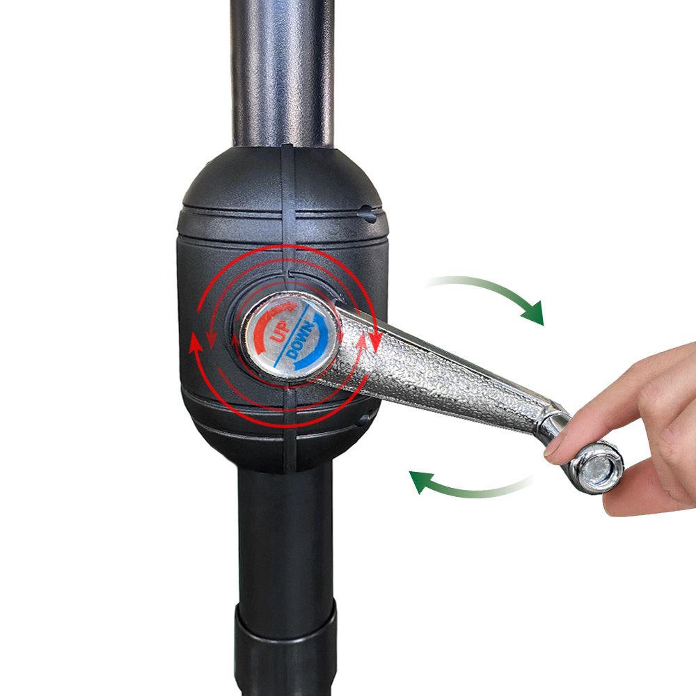 Beige Sonnenschirm Ø3,5m Kurbelschirm Ampelschirm UV-Schutz LED Solar