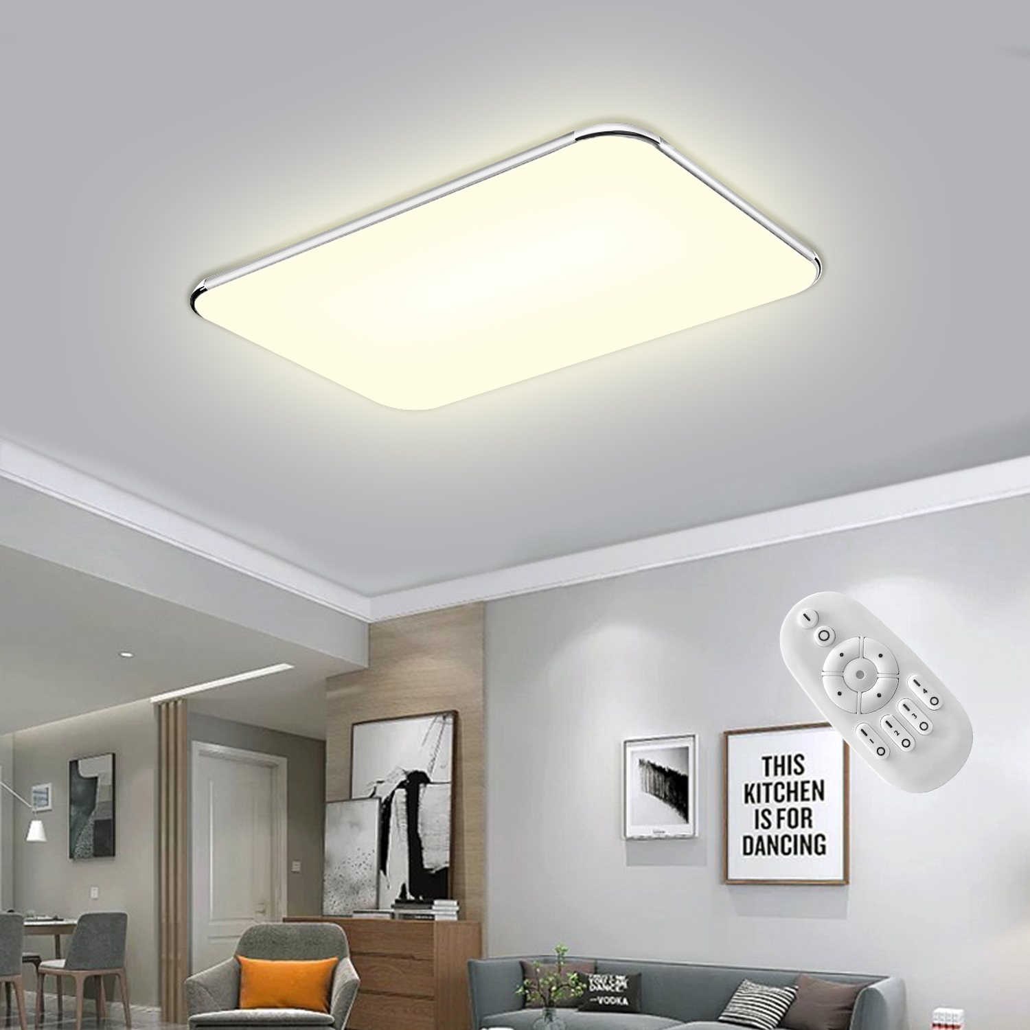 48W LED Deckenleuchte Dimmbar RGB Deckenlampe Arbeitszimmer Flurlampe