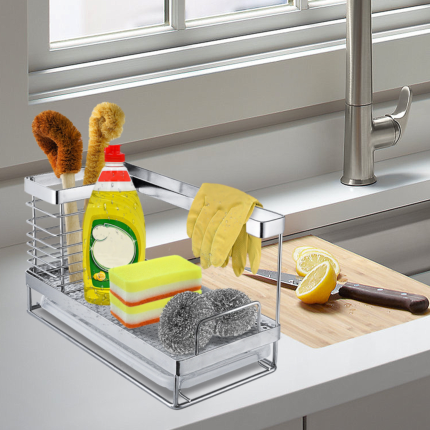 Spülbecken Organizer für die Küche Caddy Ordnungshelfer 304 Edelstahl