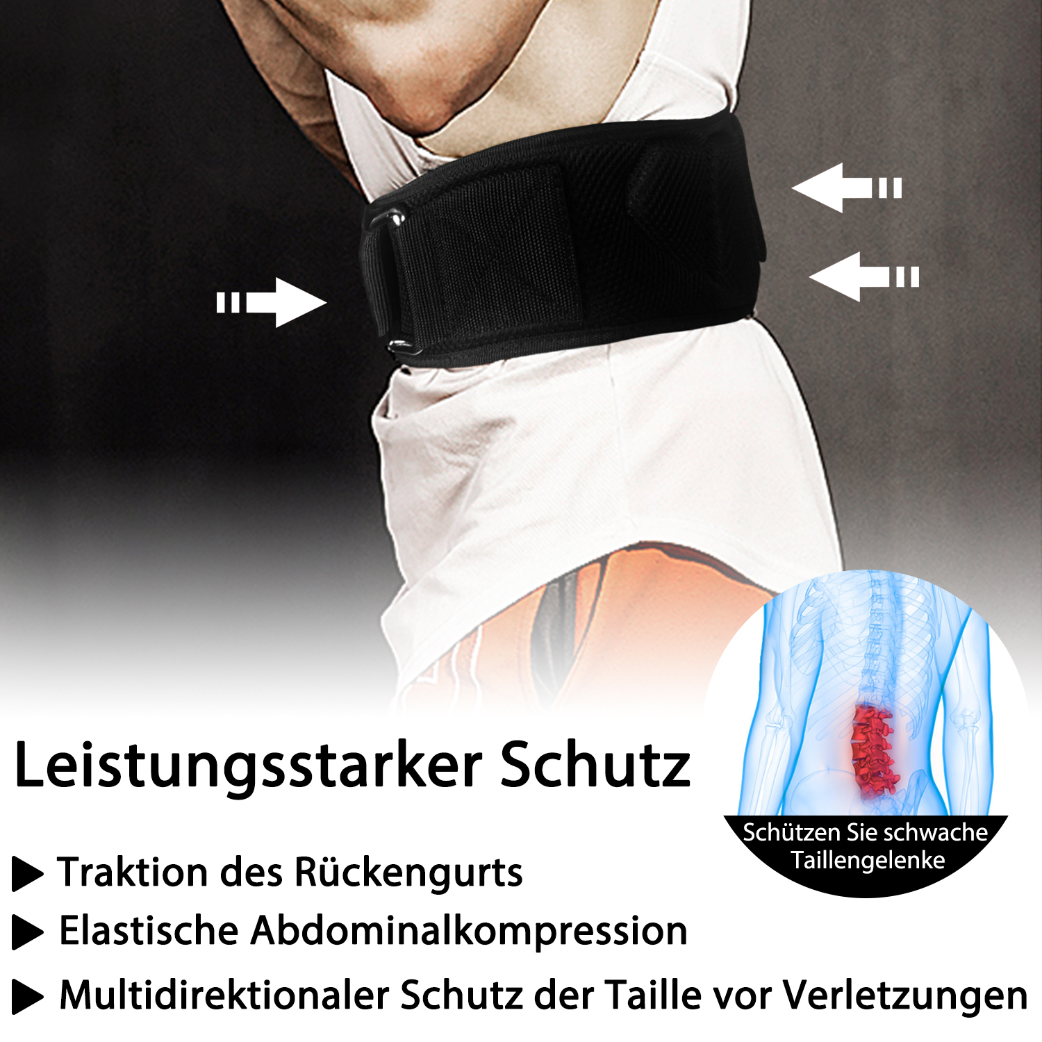 EVA Fitness-Gürtel Gewichtheber Bodybuilding Gewichthebergürtel Training Schwarz