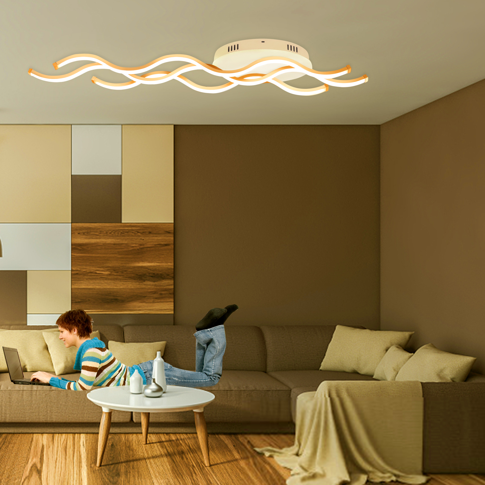30W LED Deckenleuchte Schlafzimmer Deckenlampe Wohnzimmer Designleuchte