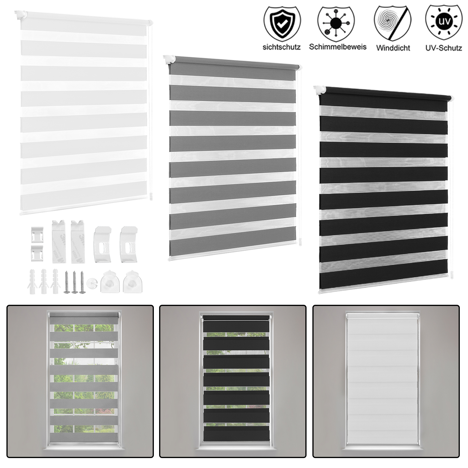 Doppelrollo Klemmfix Ohne Bohren Duo Rollo Fensterrollo Mit Seitenzug B