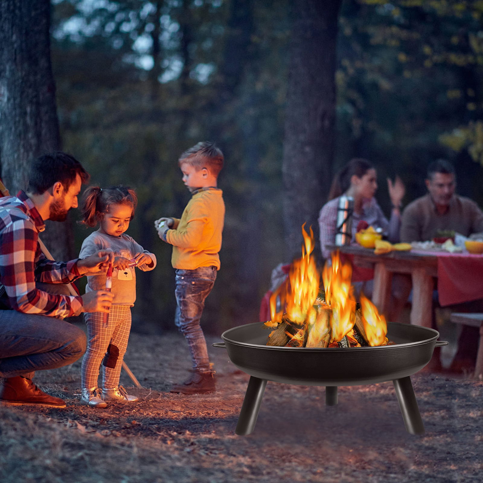Schwarz Eisen Klöpperboden Feuerschale Feuerkorb Lagerfeuer Feuerstelle