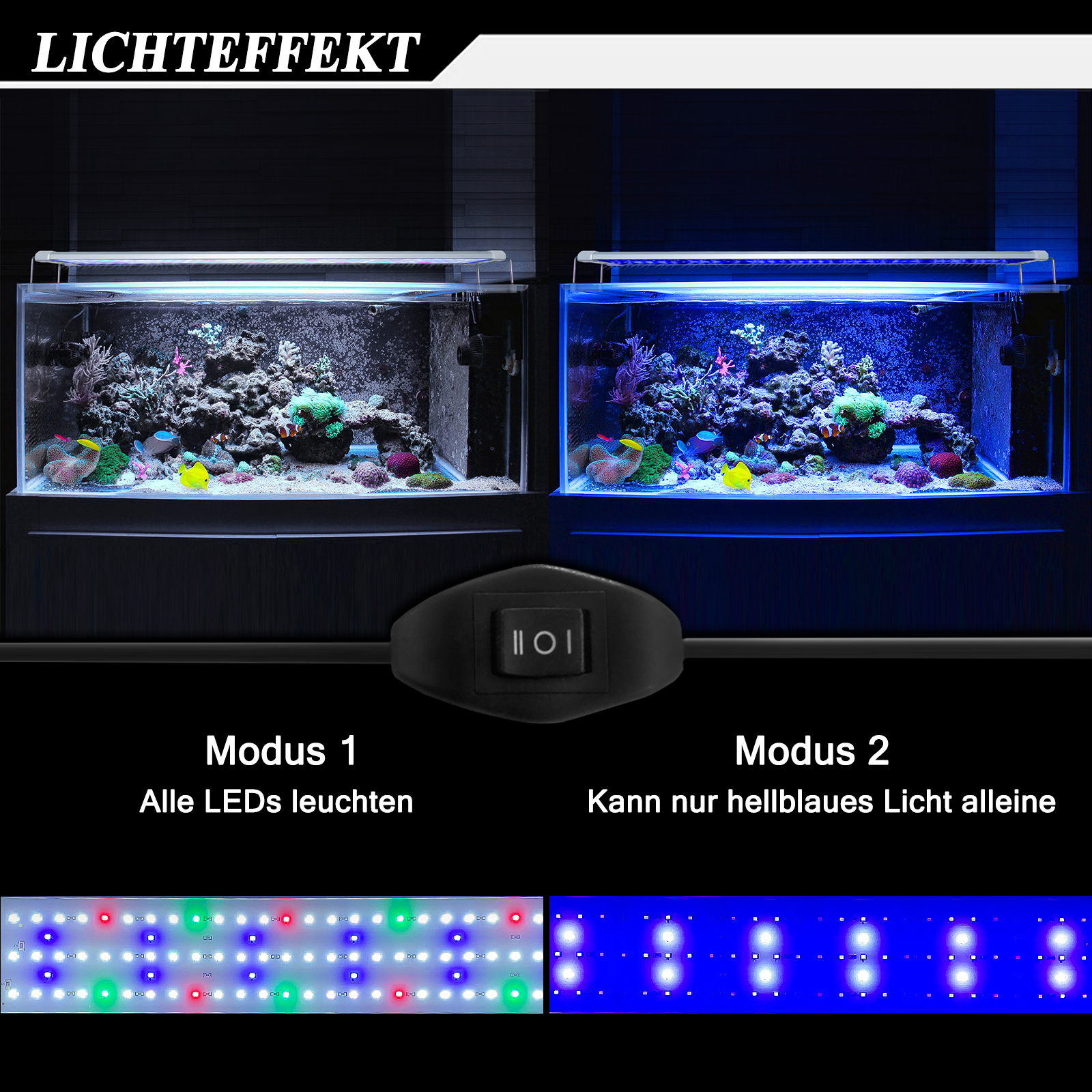 LED Aquarium Beleuchtung 625W Aufsetzleuchte Lampe Volles Spektrum RGB