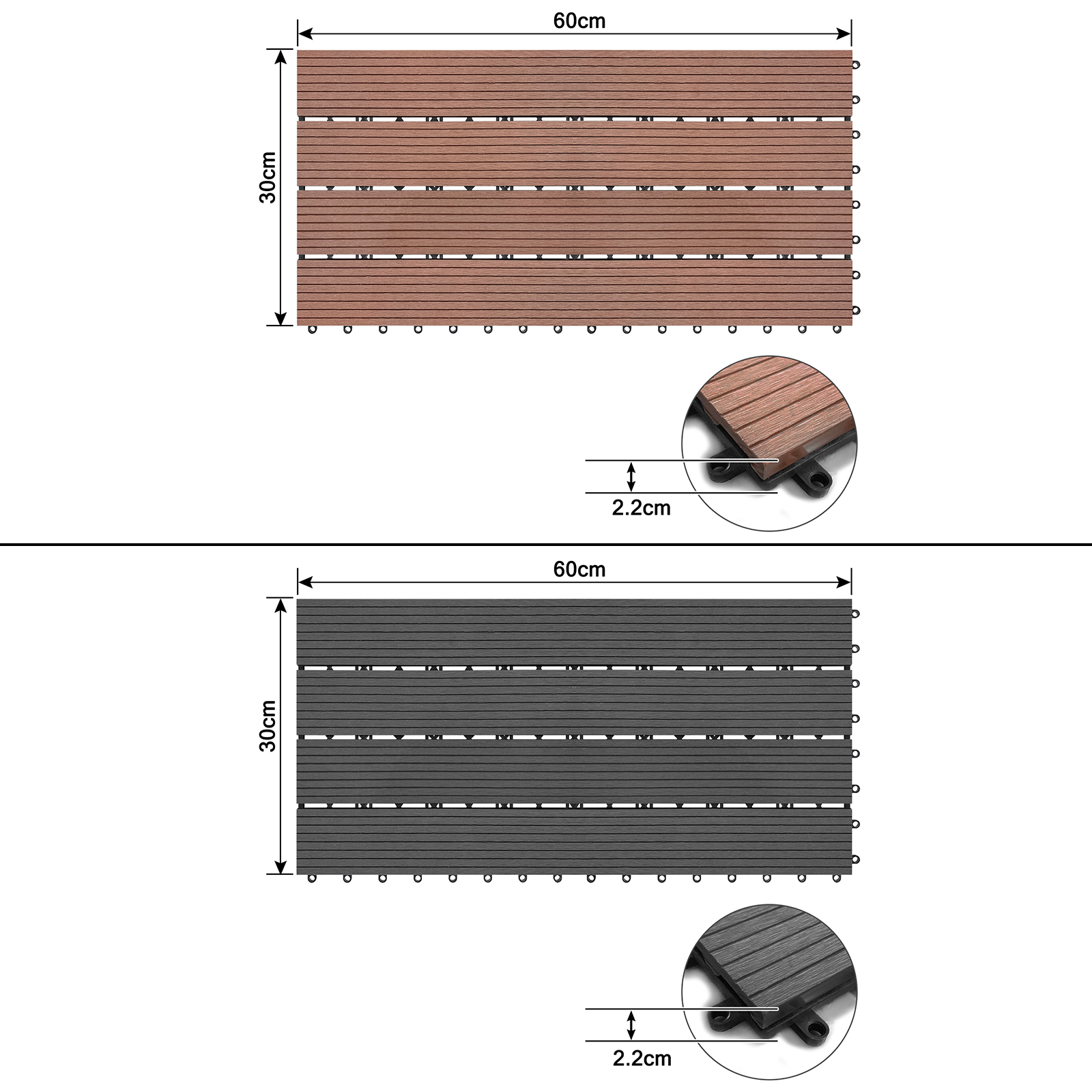 HOME DELUXE WPC Fliese Terrassenfliesen Klickfliese Terrasse Garten