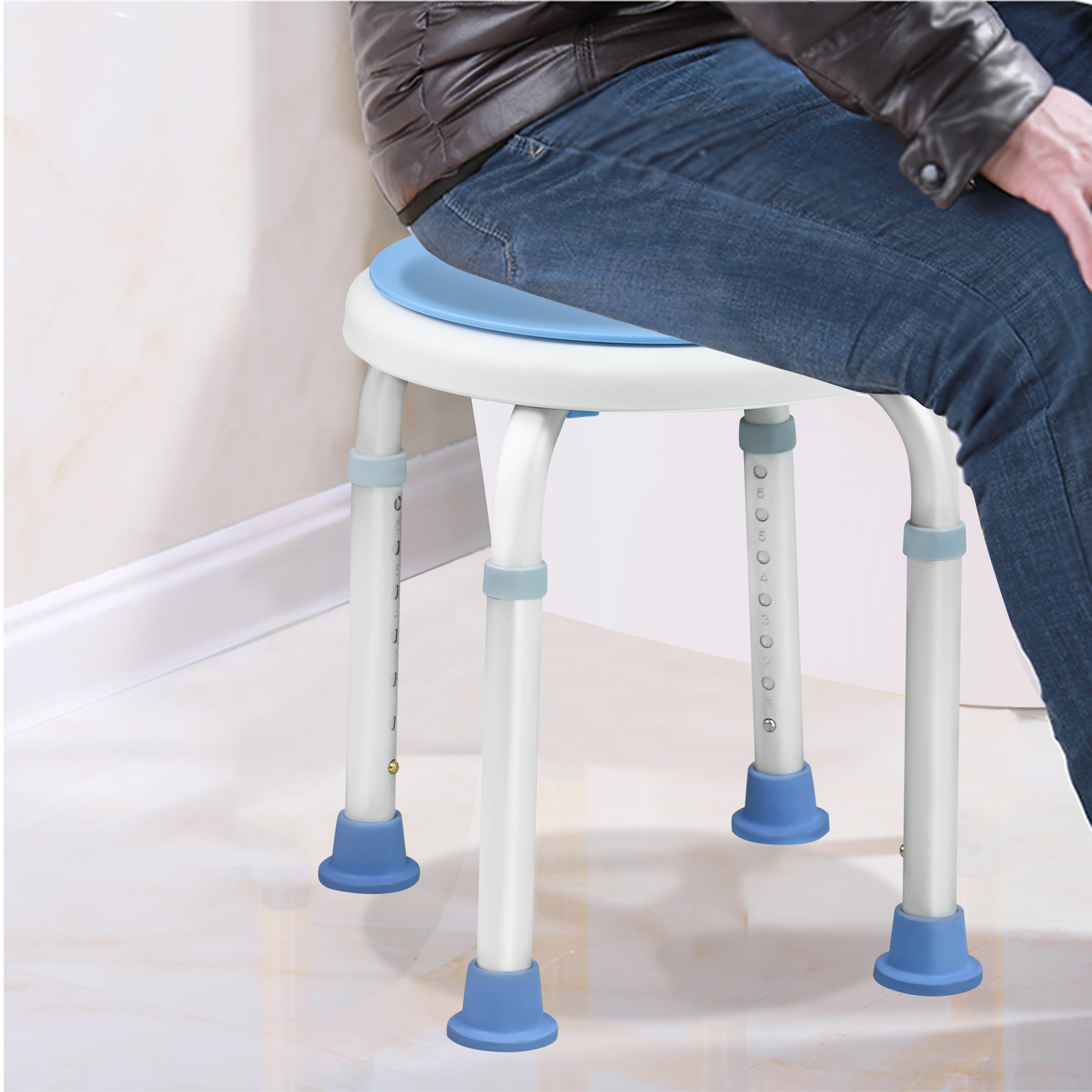 Duschstuhl 360° Drehbar Duschsitz Badestuhl Duschhocker 136kg Badhocker