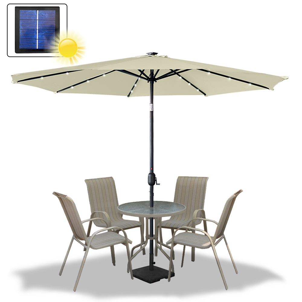 Aluminium Ampelschirm Sonnenschirm LED Kurbelschirm Ø3m Ø3,5m Garten