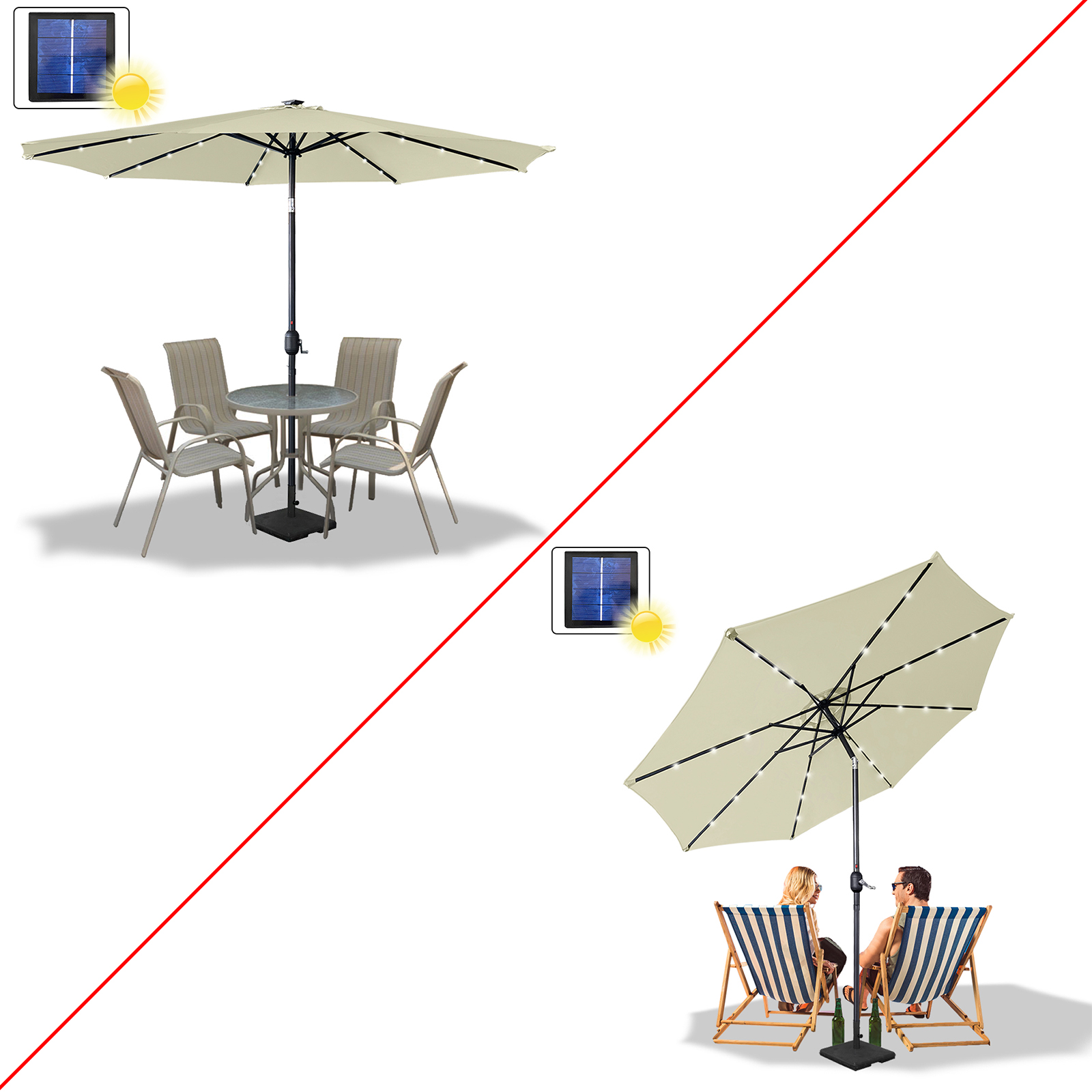 Aluminium Ampelschirm Sonnenschirm LED Kurbelschirm Ø3m Ø3,5m Garten