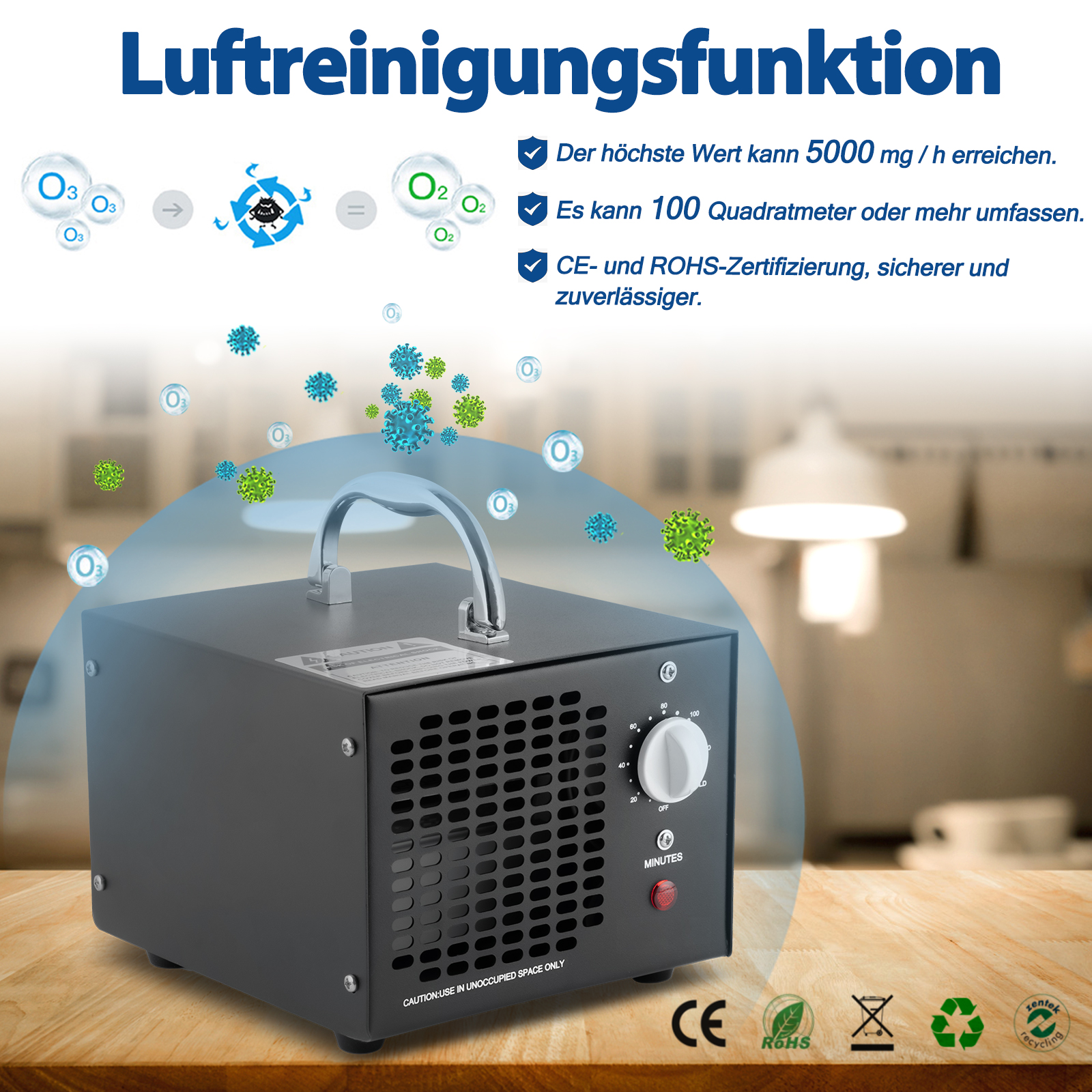 5G Ozongenerator Ozonisator Ozongerät Ozon-Luftreiniger Luftreiniger ...