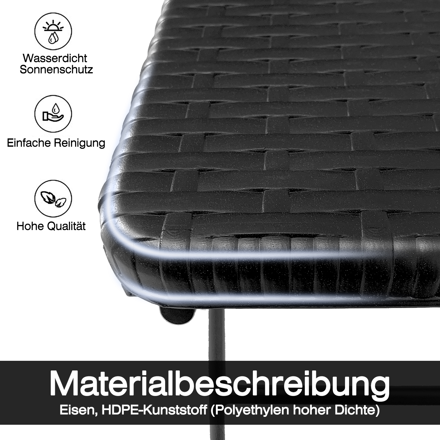 Klapptisch Balkontisch Gartentisch Schwarz Gartenmöbel Hoftisch