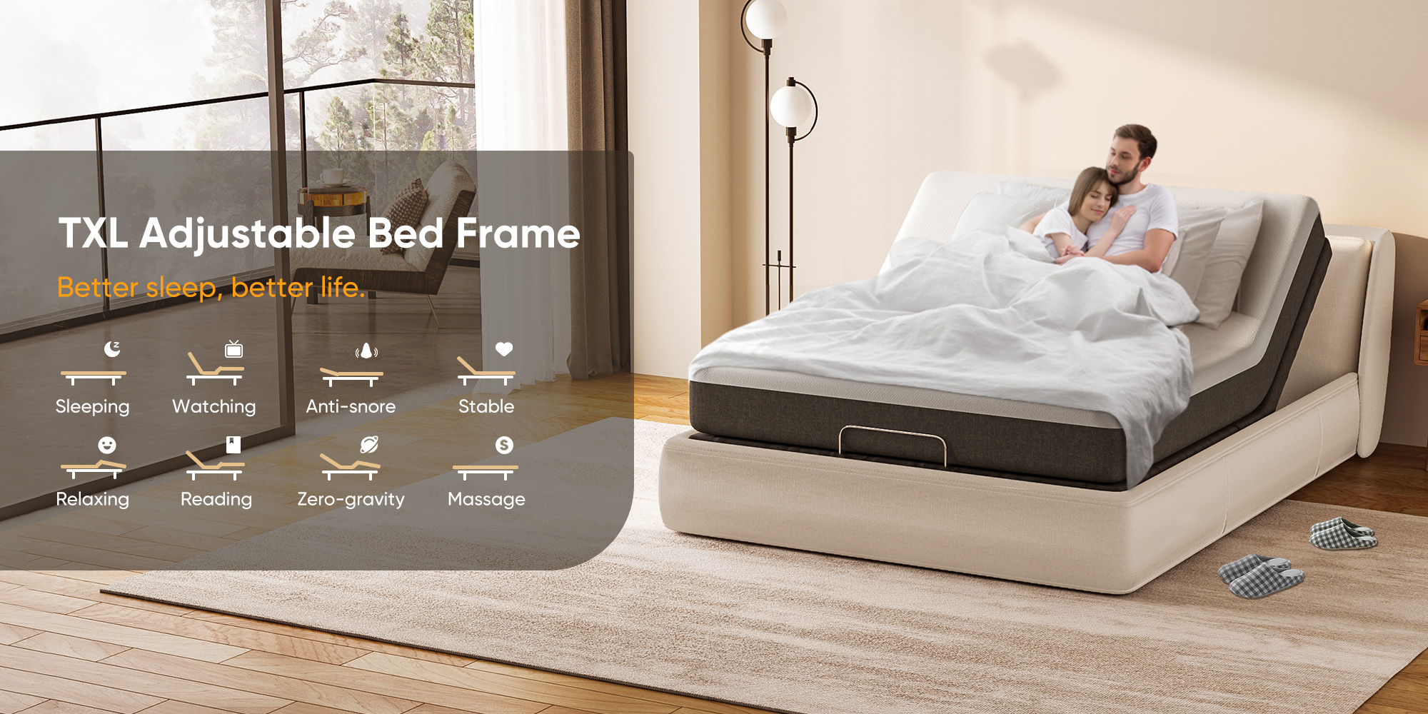 Adjustable Bed Frame Zero Gravity Powered Base w/ Massage