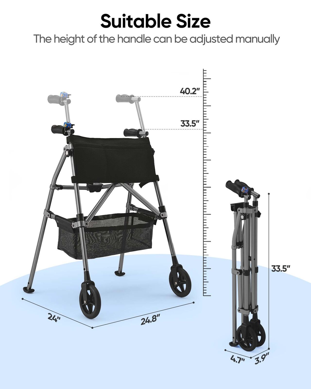 Terri Walker Caught Up / Feel Right 7インチ 7LB Lightweight Folding Walker for Seniors Portable Travel Walker
