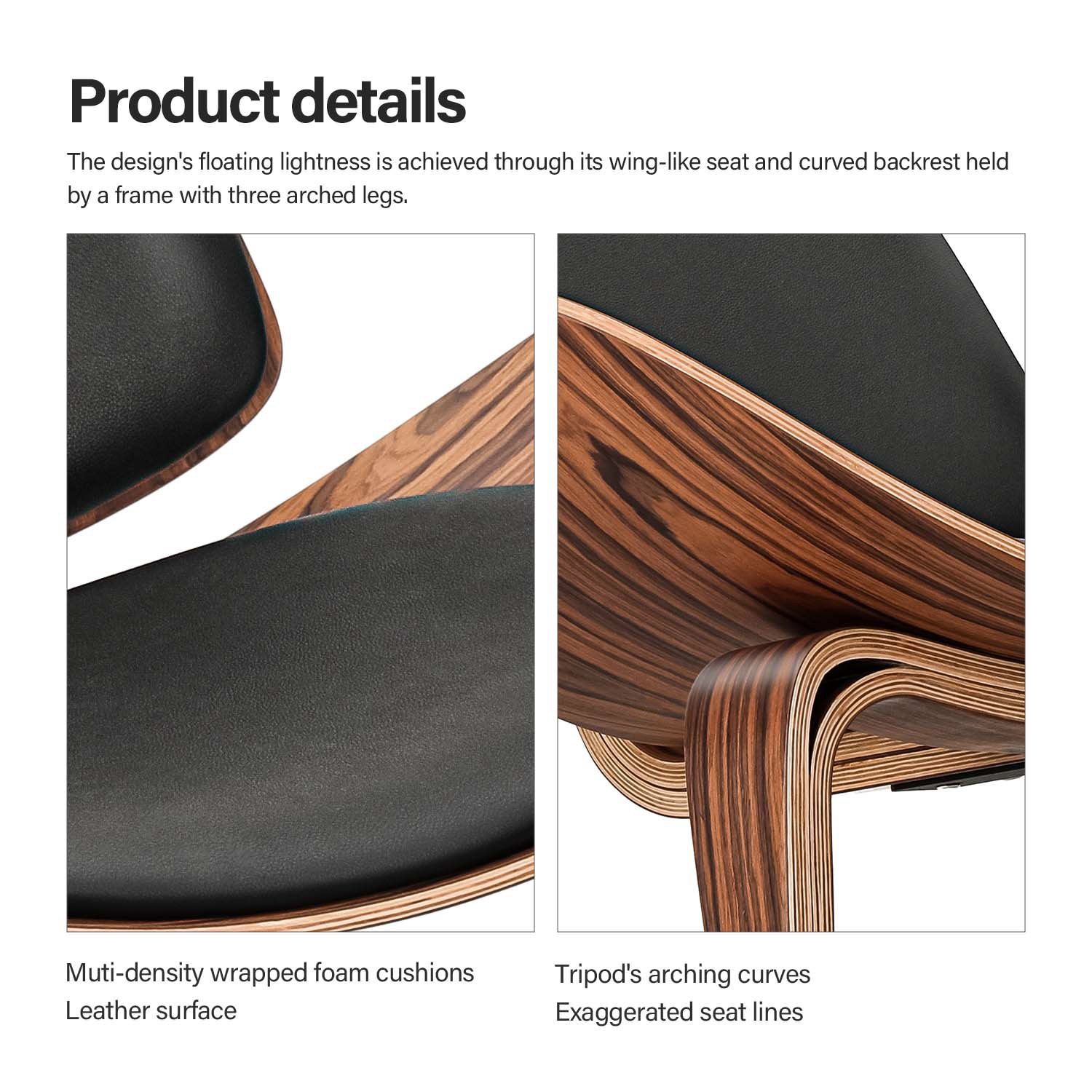 Mid-Century Hans Wegner Shell Chair Side Lounge Chair Tripod