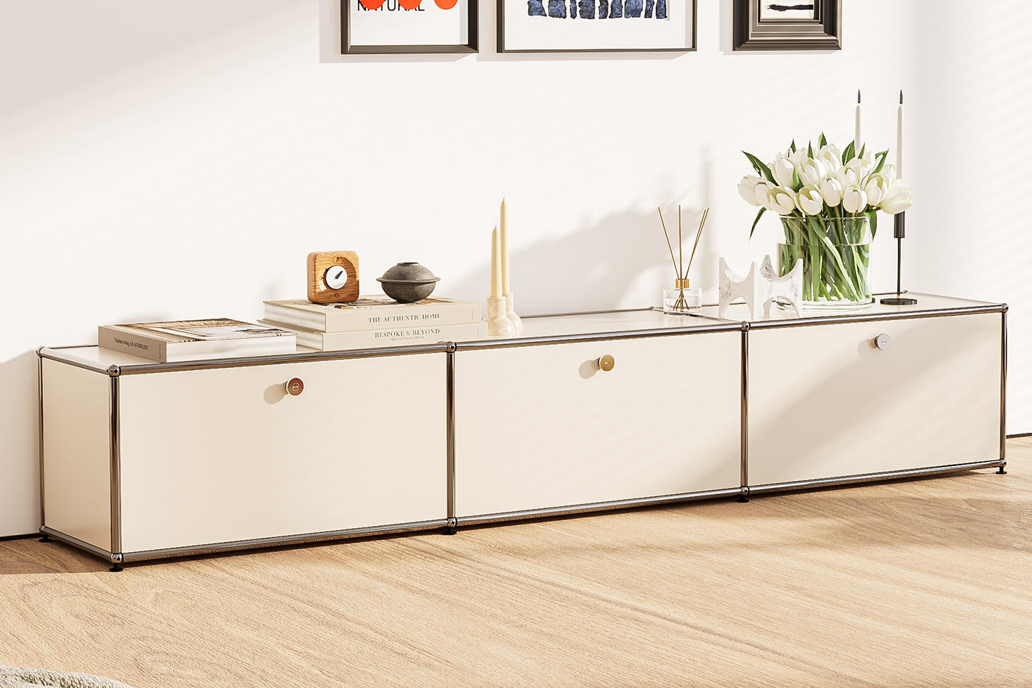 USM Haller Style Modern Storage Cabinet Media Unite Metal Door For