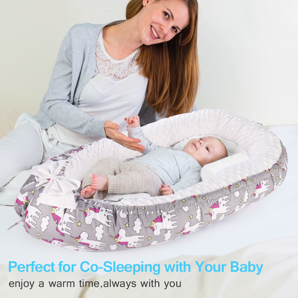 Baby Lounger,Portable Infant Co Sleeping Baby Nest Bed Bassinet Newborn Snuggle Nest Reversible Cocoon for Bed Travel/Nap Crib 