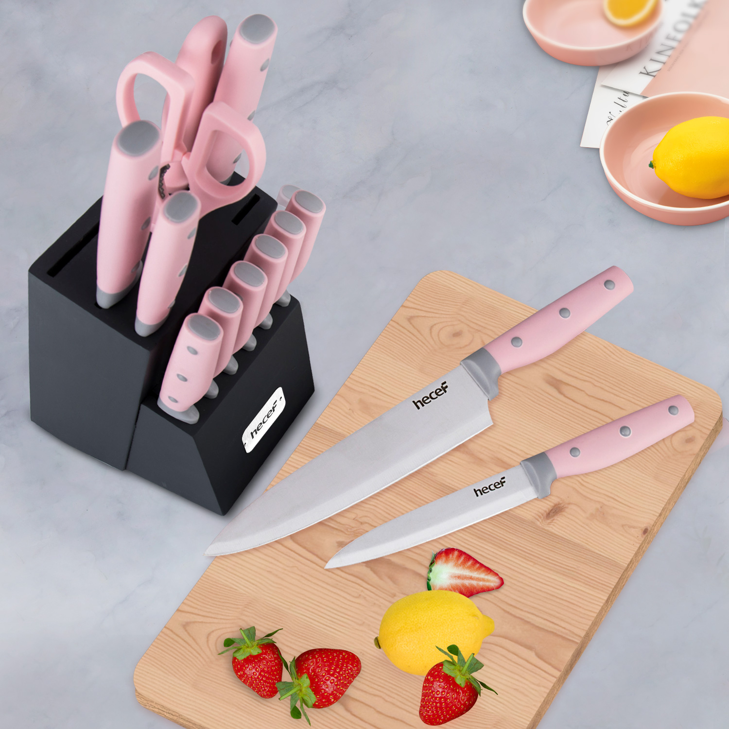 Hecef Cute Kitchen Knife Set,5-piece Non-Stick Knives Set with
