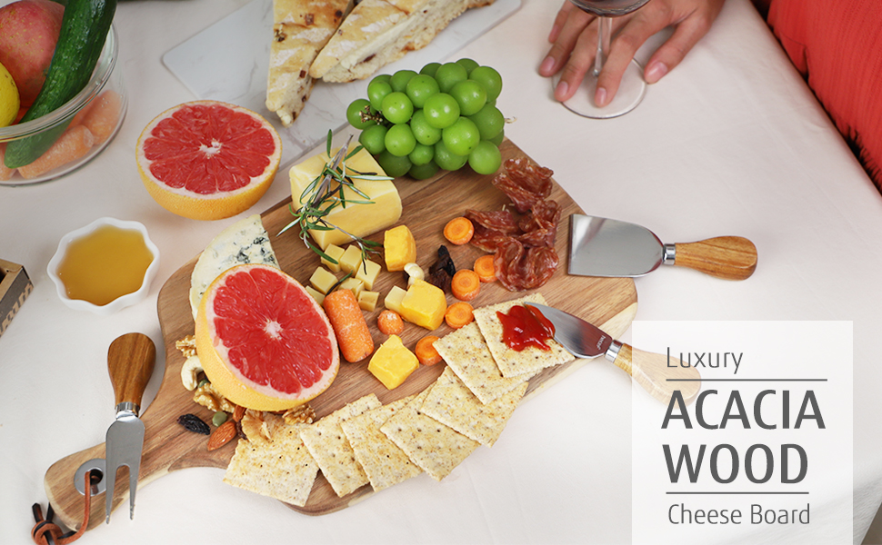 Hecef 2-3 Person Bigger Cheese Board Gift set of 4, a Bigger Acacia Wo –  Hecef Kitchen