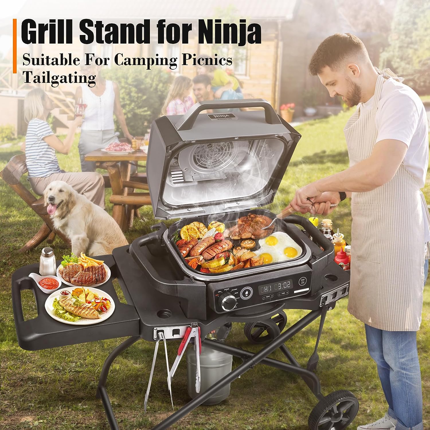 METAL Collapsible Grill Stand Fits Ninja Outdoor XSKSTAND for