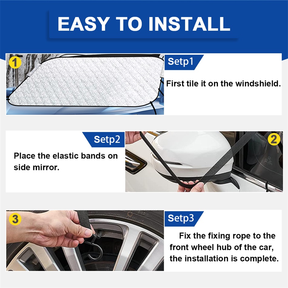 SnowOFF Extra Large Windshield Snow Ice Cover - FIT Any CAR, SUV Truck Van  - Windproof Straps, Wings