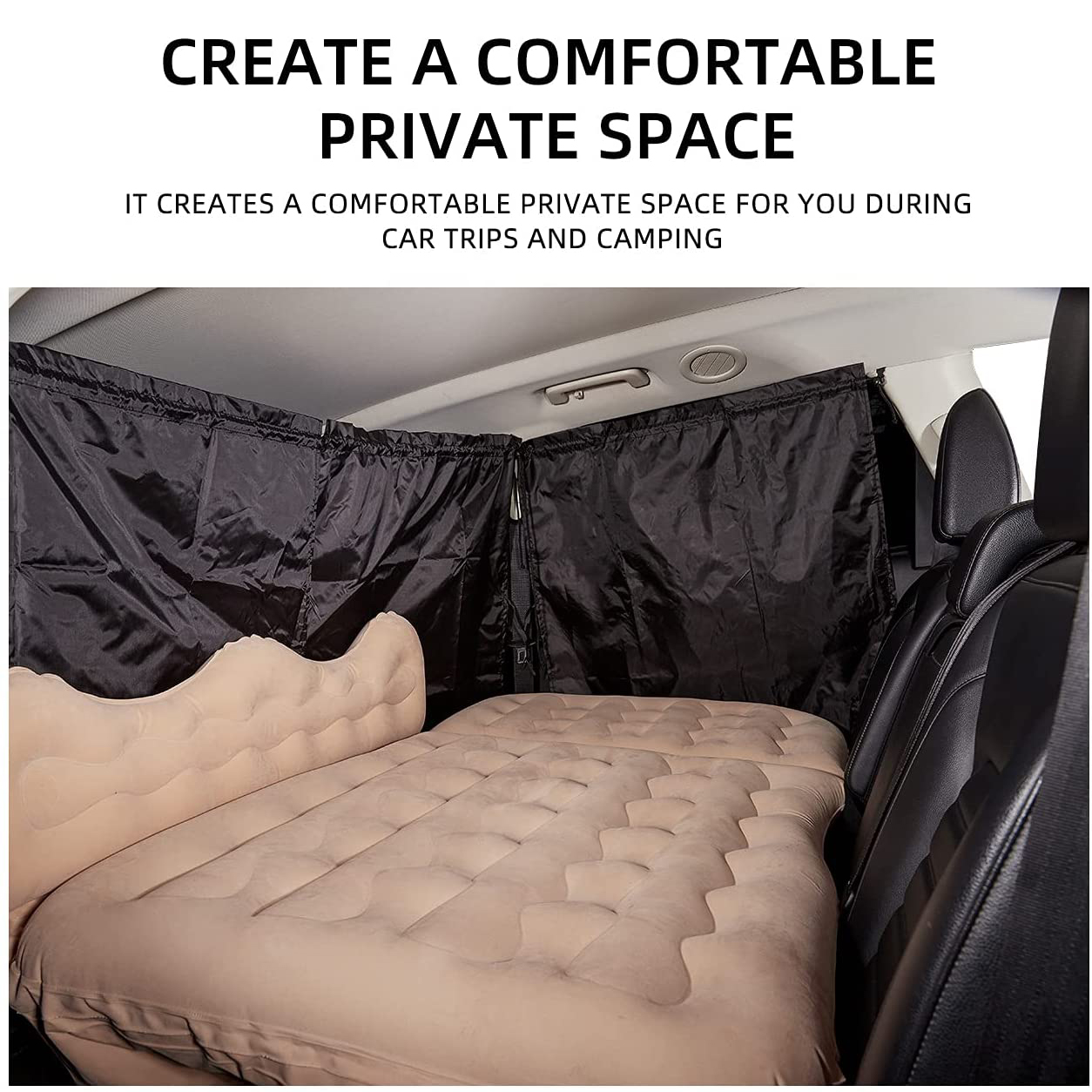 2pcs Car Divider Sunshade Curtains Privacy Travel Nap Window