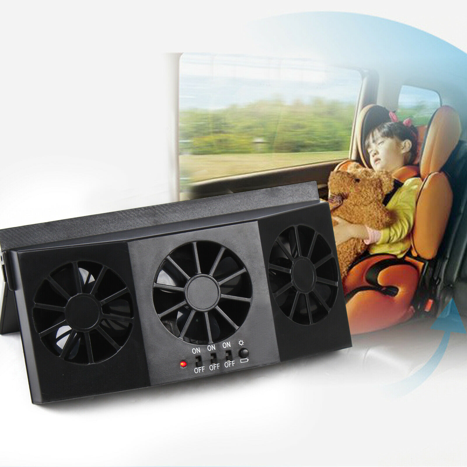 3 Fans Solar Powered Car SUV Exhaust Air Vent Cool Side Window Fan Cooler  System | eBay
