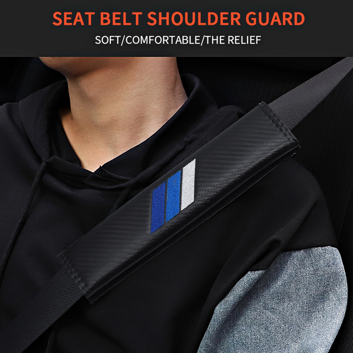 Blue TRD-Style Embroidered Seat Belt Shoulder Pads For Toyota – 4-Pack Clip-On Covers