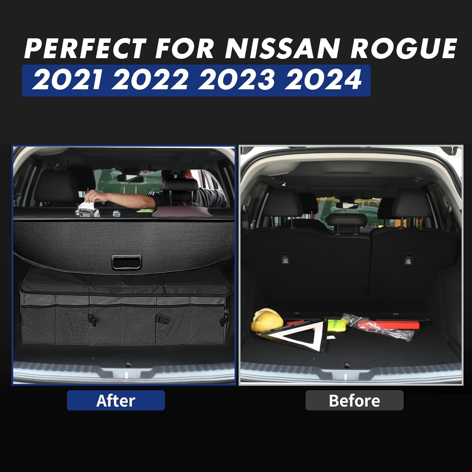 Retractable Cargo Cover For 2021-2024 Nissan Rogue - Trunk Shade Anti-Theft