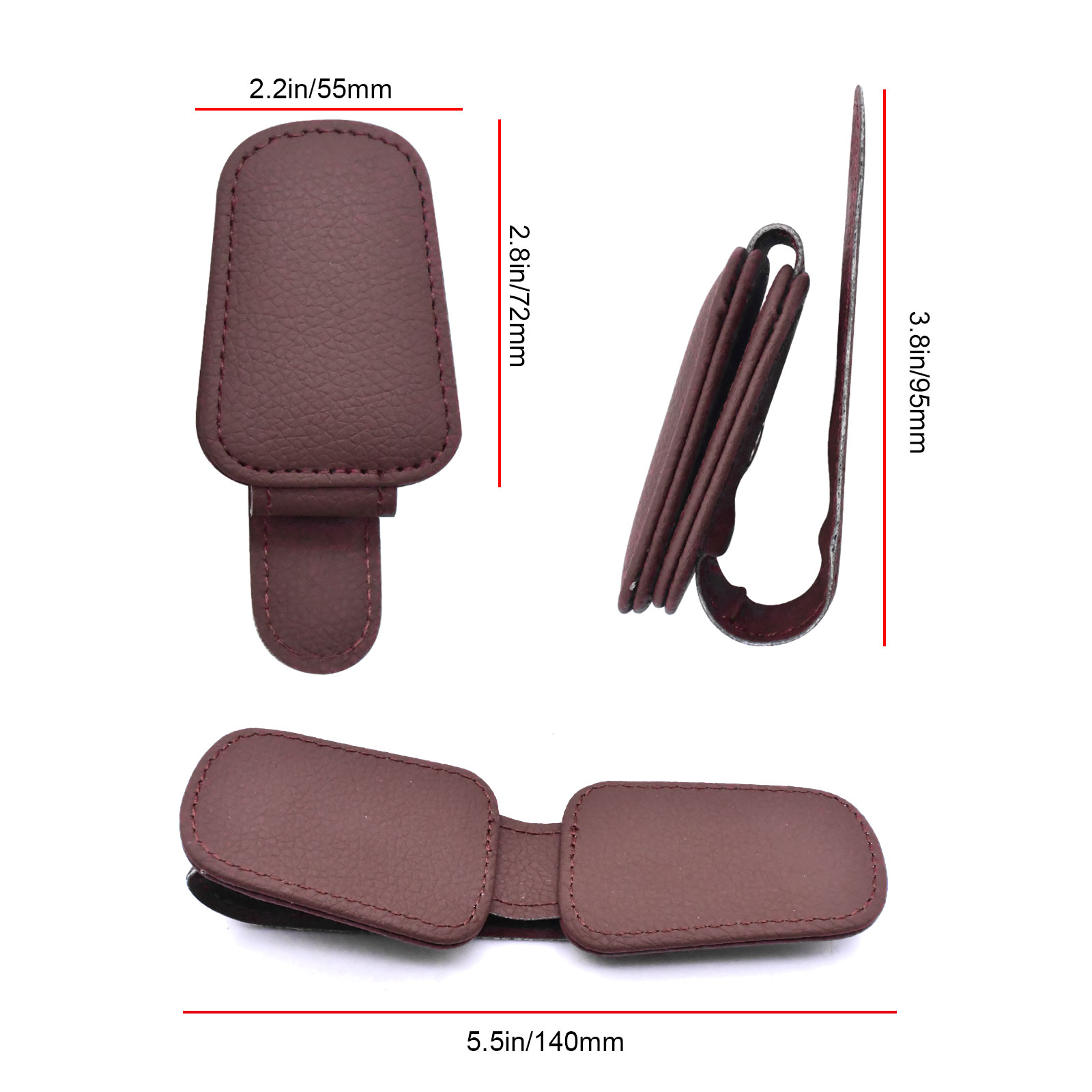 2 Pack Glasses Holders For Car Sun Visor, Sunglasses Eyeglasses Mount With Ticket Card Clip Silver Black
