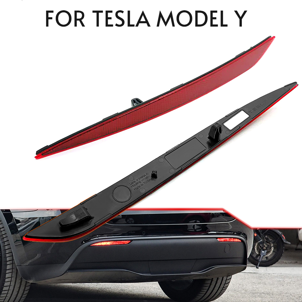 Caraccessory Red Rear Bumper Reflectors For Tesla Model Y 2020-2022 – Pair LH/RH