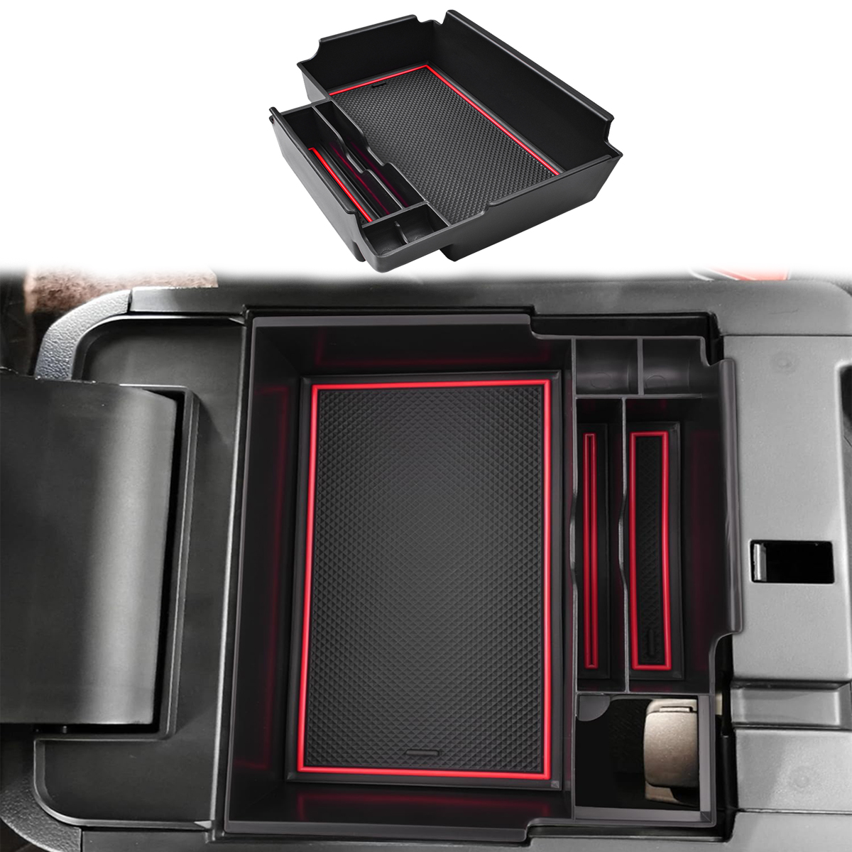 Boîte De Rangement Centrale Pour Ford Transit 2013-2020 - Accoudoir Avec Ports USB Et Allume-cigare - Option Avec éclairage