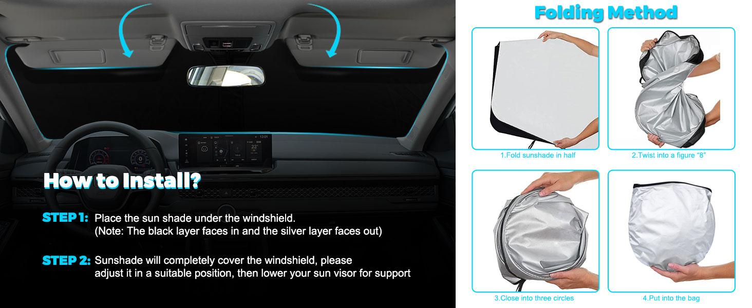 Windshield Sun Shade For Honda Accord 2023 2024 2025 Front Window Sun Visor Protector Honda Accord Accessories Foldable Sunshade Blocks Uv Rays Keeps Car - View #6