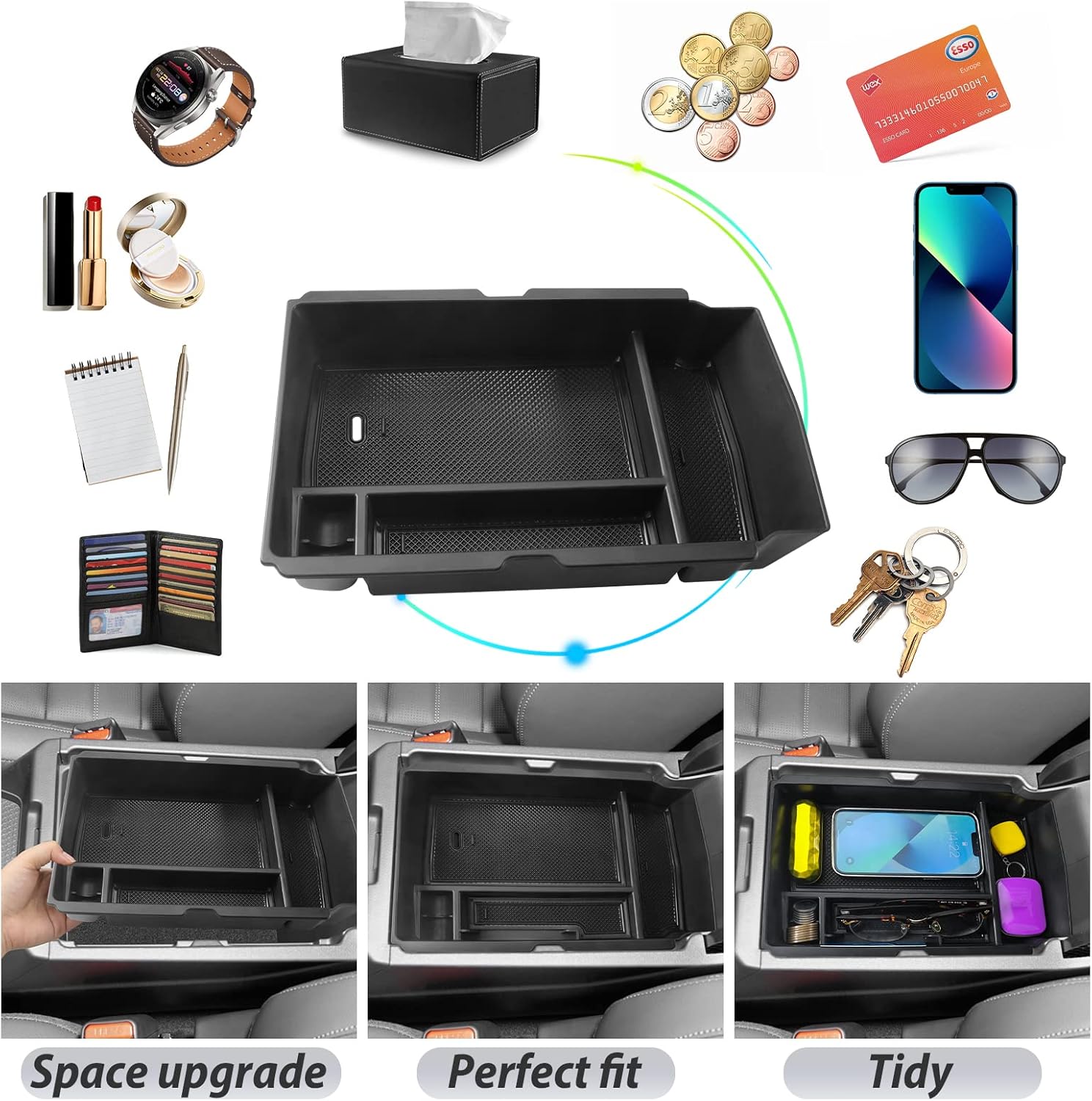 PER TESLA MODEL 3 Highland 2024 console centrale organizzatore scatola di archiviazione flocking