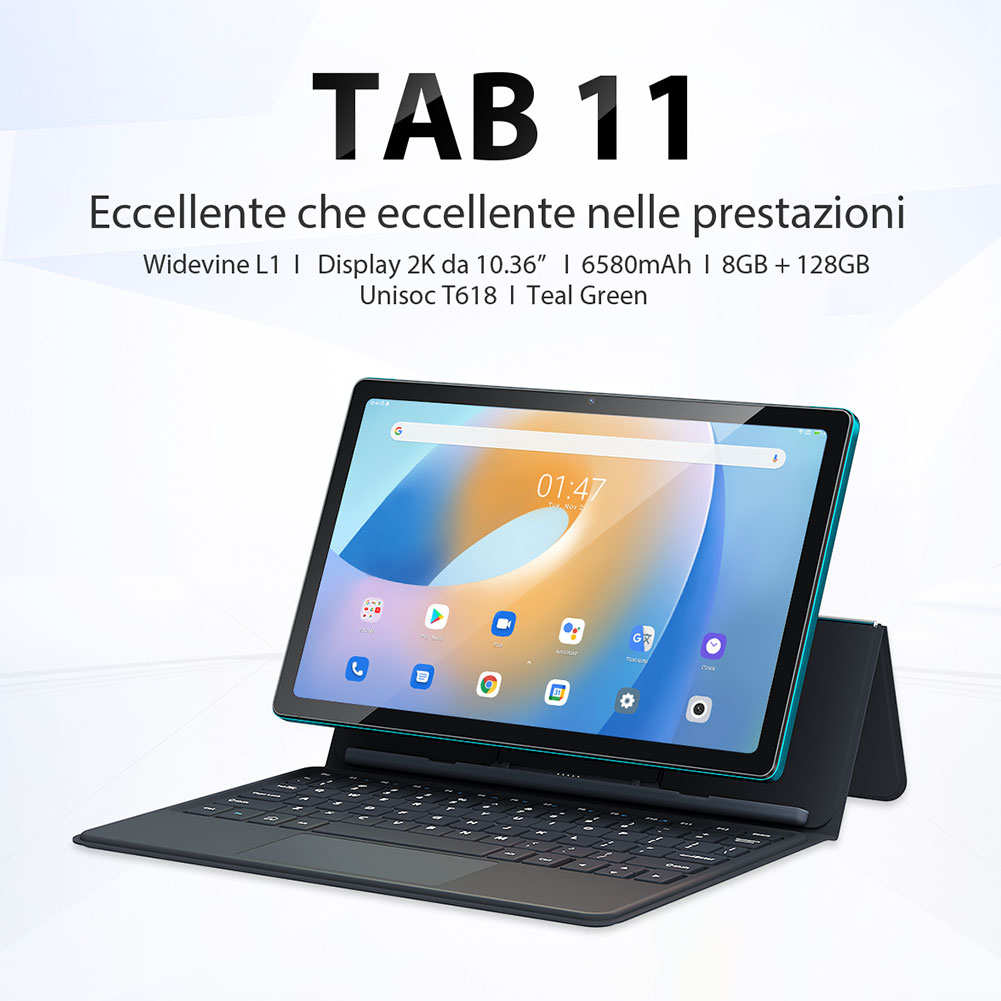 Tablet Android 11 da 10,36 pollici con supporto dual SIM 4G e WiFi:  Blackview Tab 11 è elegante e veloce