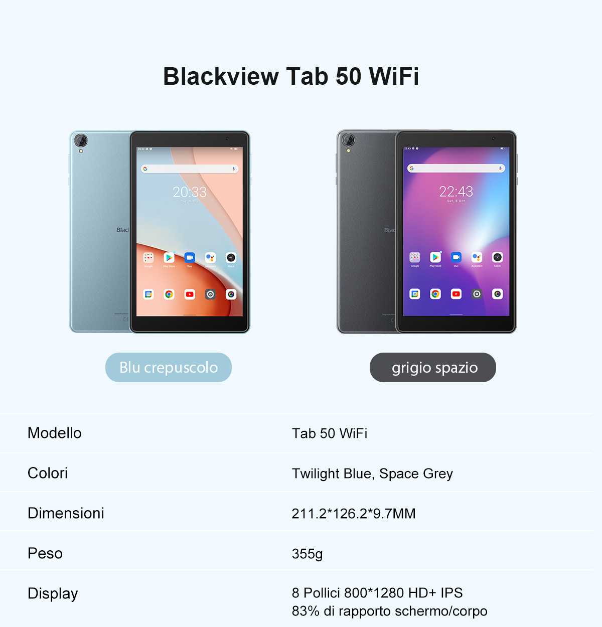 Blackview Tab 50 WiFi Tablet 8 pollici Android 13 WiFi 6 8GB+128GB Widevine  L1