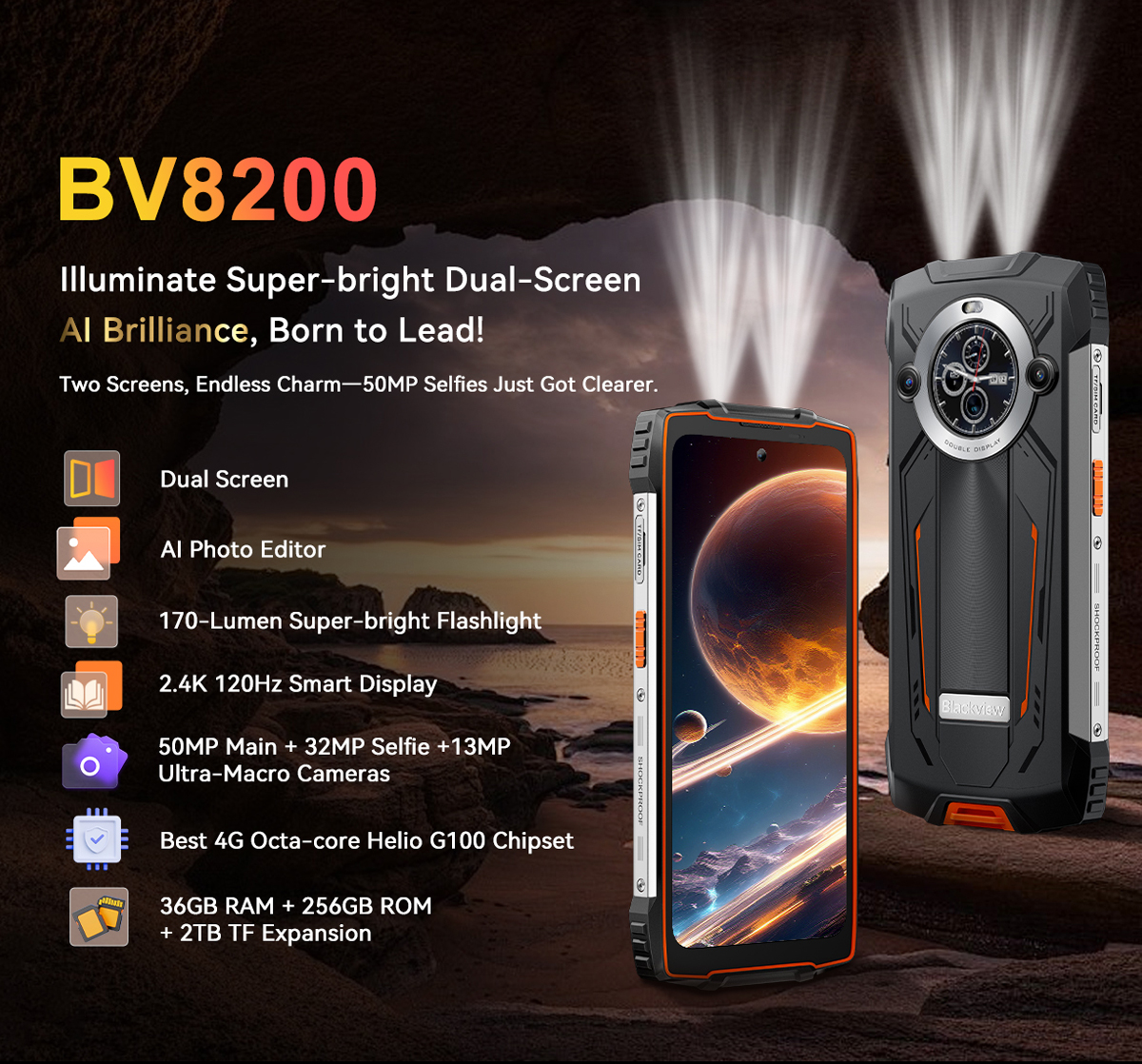 新品未開封★スマートウォッチ付き Blackview BV8200 12GB Blackview BV8200 Rugged Smartphone 36GB+256GB 6.5
