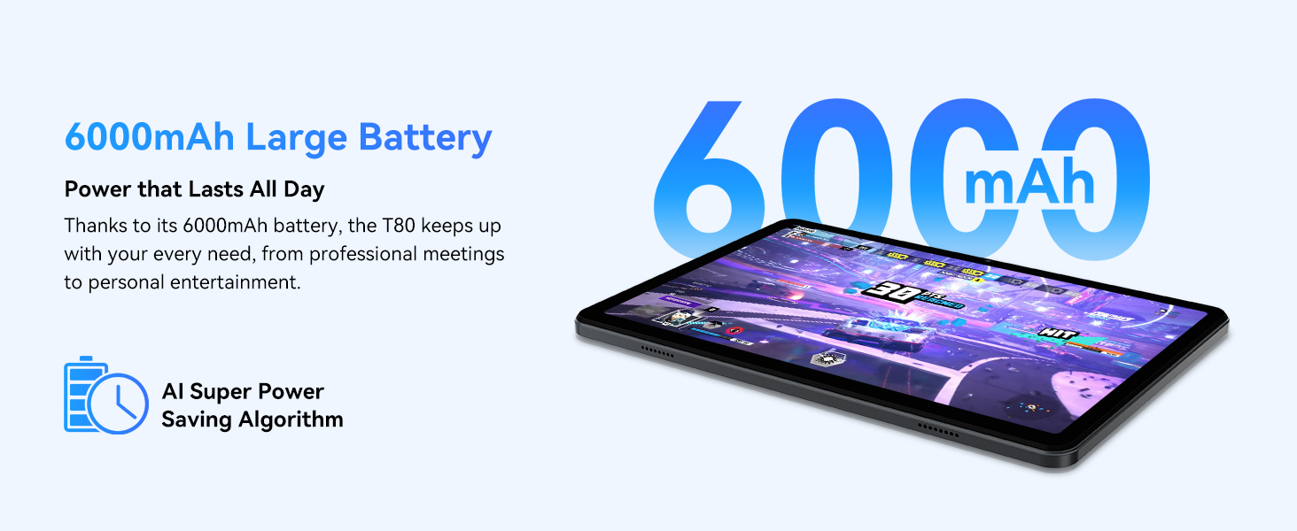 TABWEE T80 WiFi Tablet 10.1 Inch Android 15 12GB+64GB/2TB 6000mAh