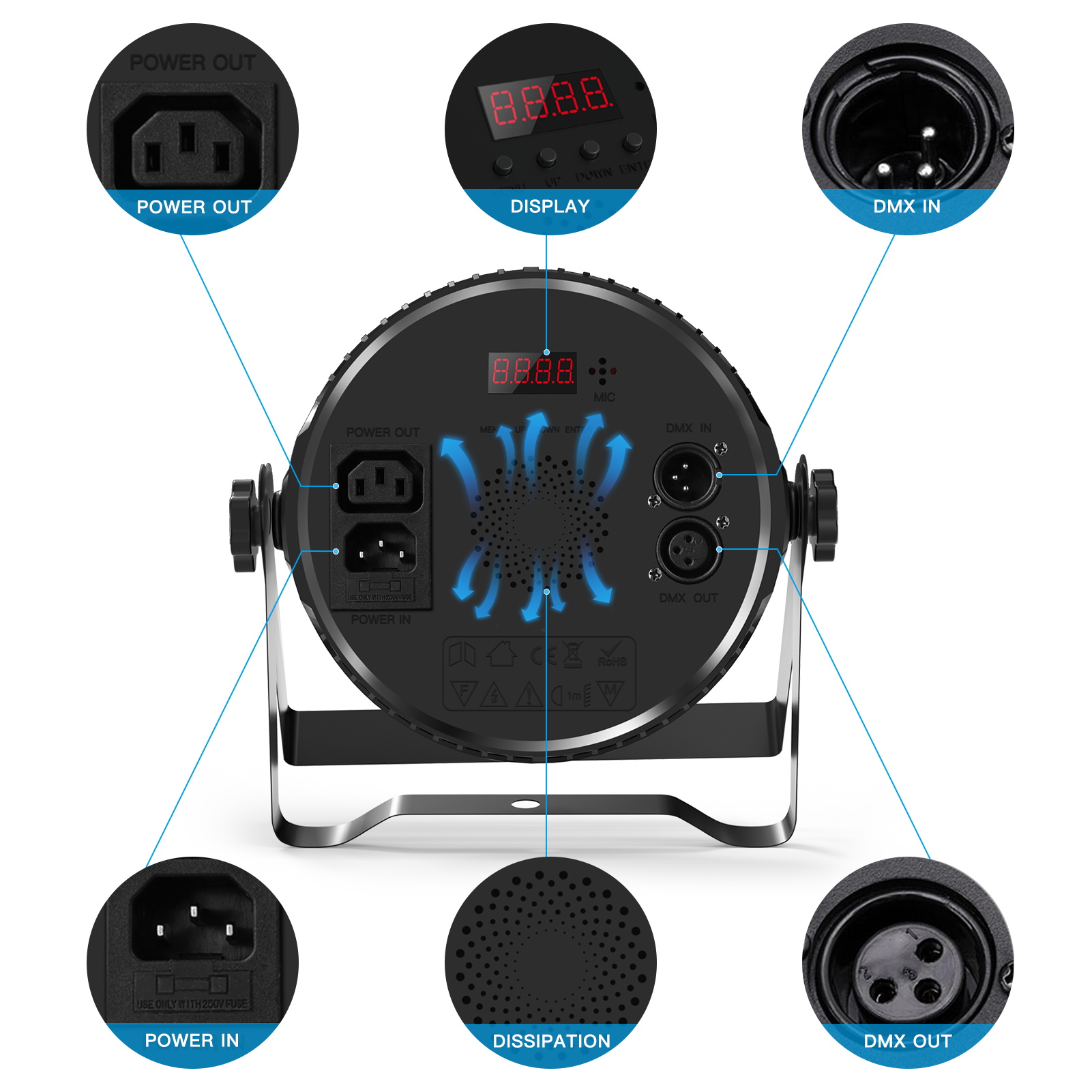 Luci Discoteca LED, RGB Sound Attivato Strobo Luci Palcoscenico Con - Foto 6