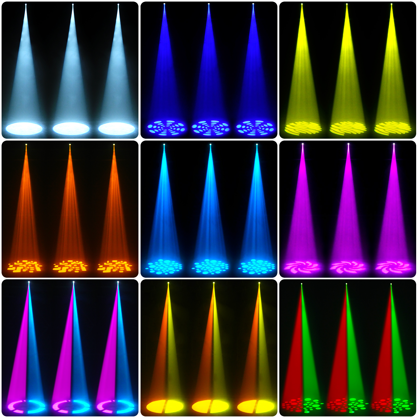UKing 50W Moving Head dmx512 Disco Lichteffekt 8 Muster 8 Farben Partylicht mit Funktionell Fernbedienung 9/11 Kanäle Gobo LED Strahler für DJ Bar Club Bühnenlicht (Schwarz