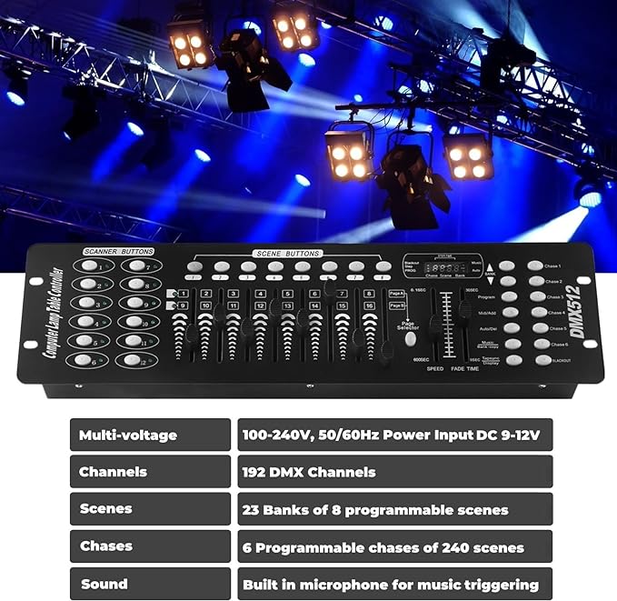 192 Channels DMX-512 Controller Operator Console Stage Party Light
