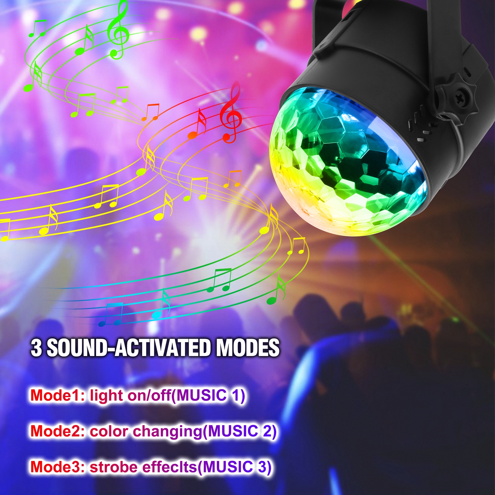 thumbnail interactive-video image 1 of Disco Ball Decor Luditek Sound Activated Party R Gb Disco Ball Light W/ Remote Control Dj Lighting,Strobe Lamp 7 Modes Stage Par Light For Home Dance Parties Bar Sound Effect Remote 1 of 10